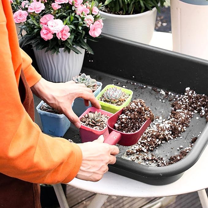 Luwint Garden Tidy Potting Tray Plant Reportting Tray for Indoor Transplanting Gardening Planting Accessories Large Succulent Table (Black)