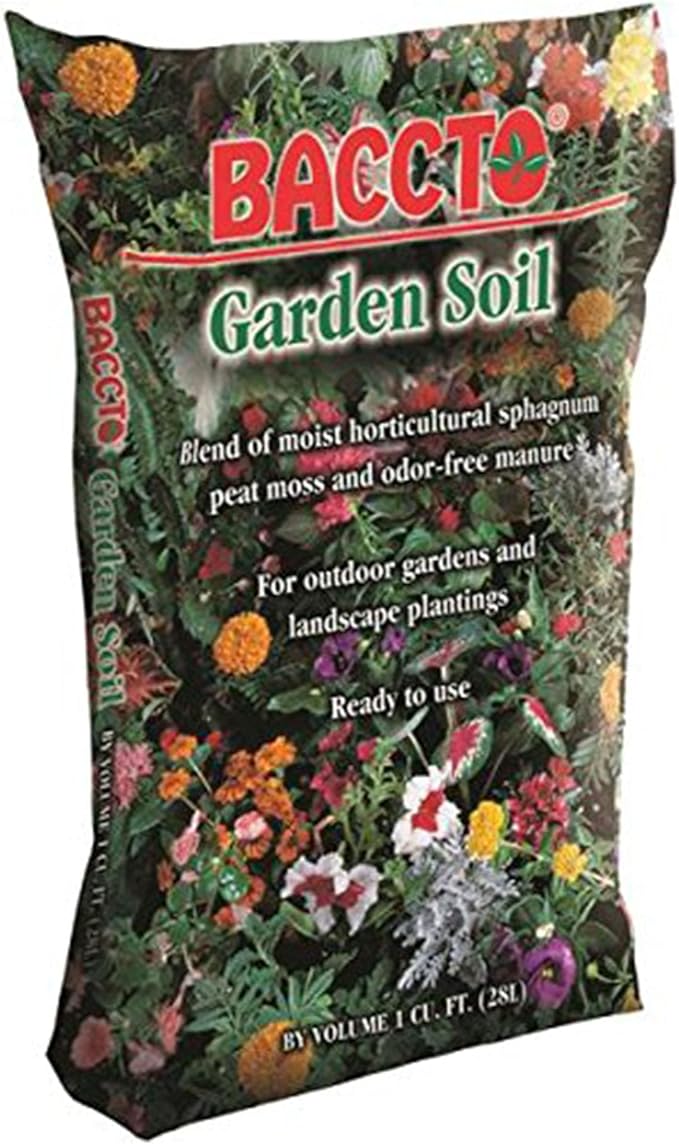 Michigan Peat Company 4 Pack BACCTO Garden &amp Potting Soil with Peat Moss for Plants Vegetables Landscape Trees and Shrubs 1 Cubic Foot