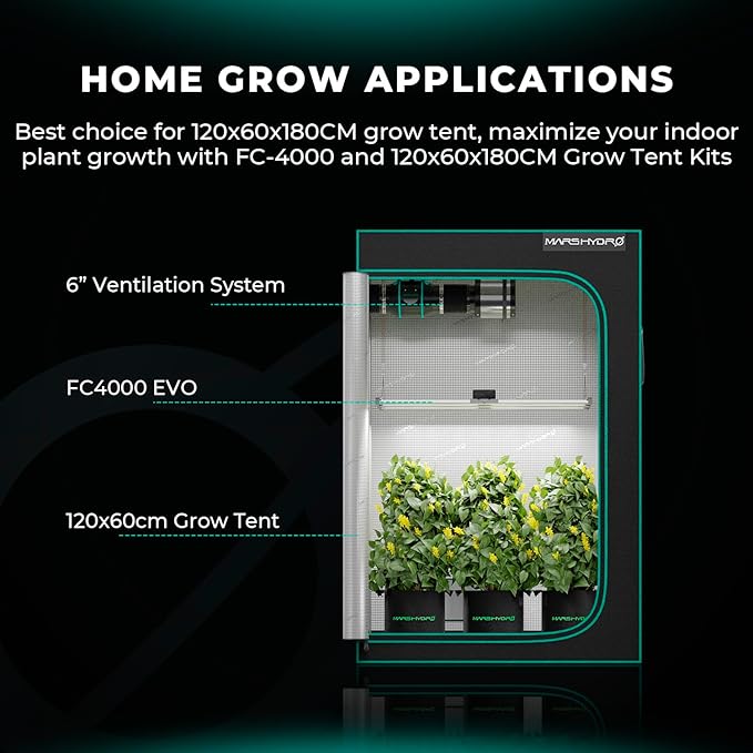 MARS HYDRO FC4000 Samsung LM301H EVO Bar LED Grow Light 2x4 765 Diodes with Smart Controller 320W Full Spectrum Daisy Chain Dimmable Commercial Plant Grow Lights for Indoor Growing