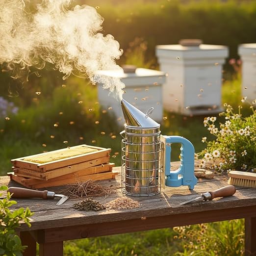 Electric Bee Smoker Stainless Steel Beekeeping Tool with Heat Cover Micro-USB Rechargeable 4 AA Battery Powered