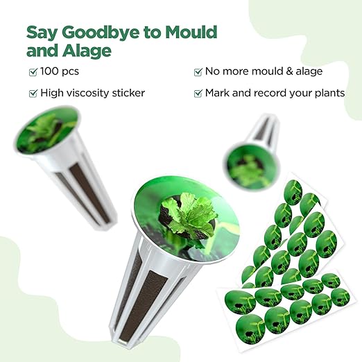 LETPOT 200 Pcs Seed Pod Kits Replacement Root Growth Sponges Seed Pods Seed Starter Sponges Kit for Hydroponic Indoor Garden System with 100 Sponges 100 Stickers