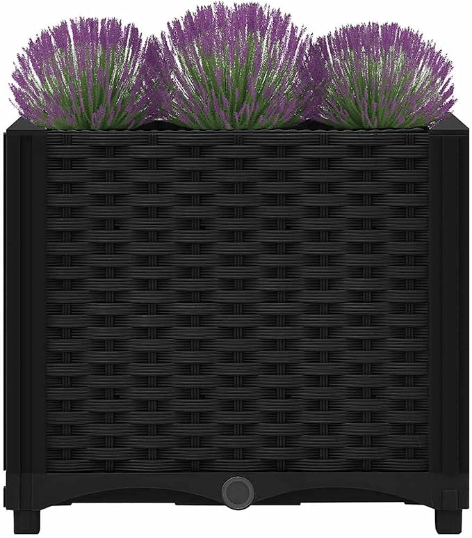 Elevated Garden Bed - Black Polypropylene Planter 40x40x38 cm Deep &amp Wide for Plants &amp Flowers