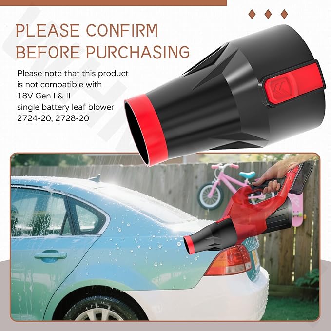 Car Drying Nozzle Compatible with 18V Gen III Single Battery Leaf Blower 3017-20