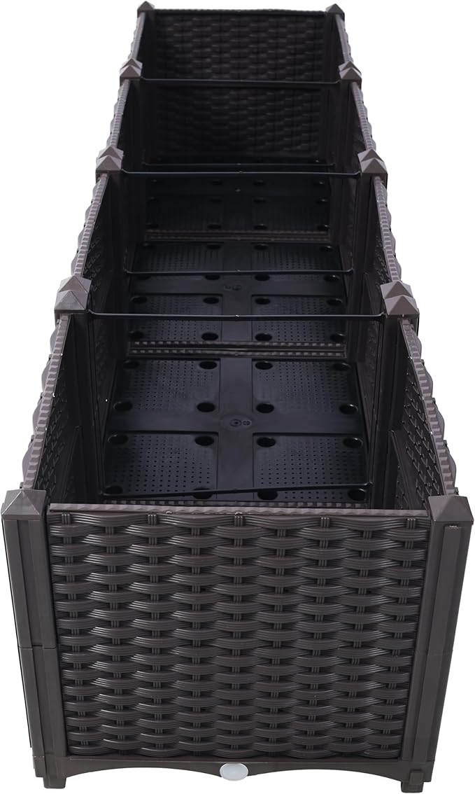 Deep Raised Garden Bed Plastic Planter Boxes for Vegetables Flowers and SucculentsSelf-Watering Planter Box Raised Bed to Grow Flowers &amp Vegetables 63 L X 15.7 D X 14.7 H