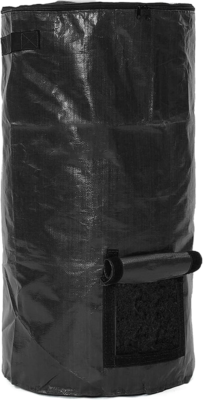 80 Gallon Compost Bin Bag for Outdoor Plastic Composting Bin with Zipper Lid and Handles Garden Kitchen Food Waste Lawn Leaf Reusable Compost Bag Friendly Organic Waste Collector ((2 PCS) Black)
