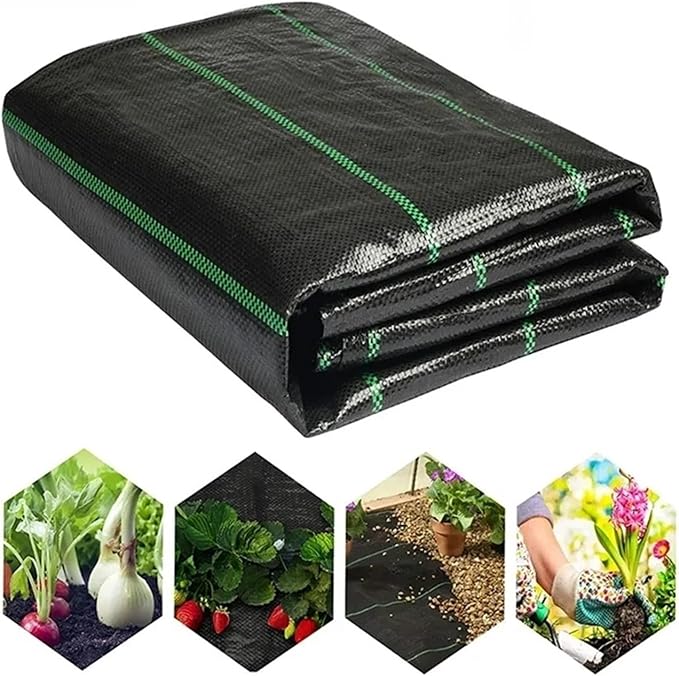Weed Barrier Fabric PE Agricultural Anti Grass Cloth Weed Barrier Mat Plastic Mulch Thicker Orchard Garden Control Fabric(1m x 10m)