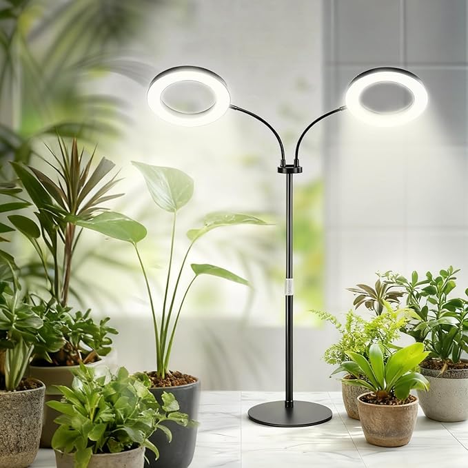 48W LED Grow Light for Indoor Plants Dual-Head Plant Light with Full Spectrum Adjustable Height 23-67 Timer &amp Dimming UV Light for Plants Indoor Grow Lamp for Tall Houseplants