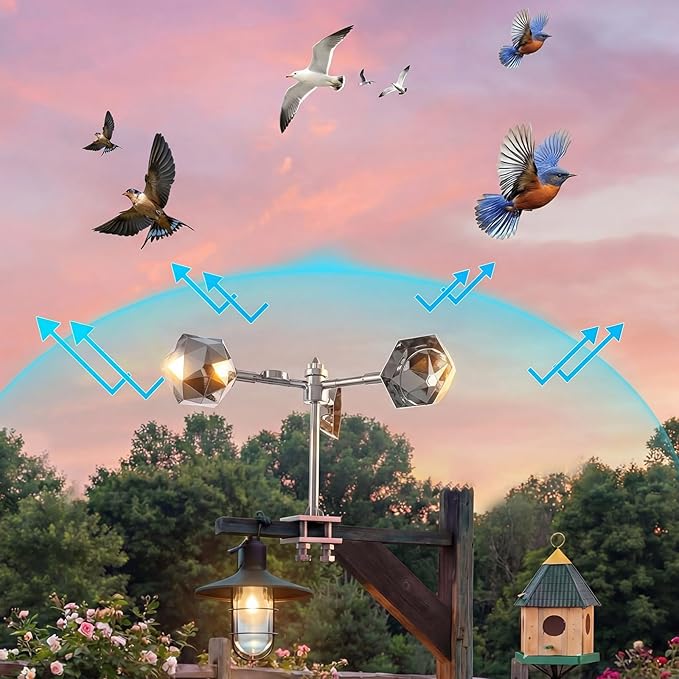4 Pack Reflective Bird Repellent Insulated Outdoor Bird Reflector Deterrent Rotating Reflective Device Prevents Pigeon Sparrows Collisions Suitable for Gardens Rooftops Farms and Power Towers