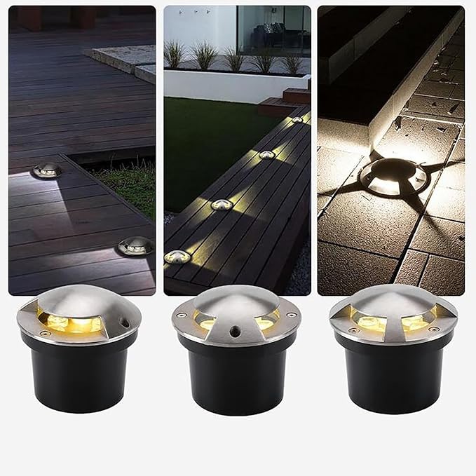 1W Ground LED Landscape Lights - Outdoor Recessed Spot Light Side-lit Underground Lamp IP67 Waterproof Stainless Steel Garden Buried Light LED Floor Lamp(Yellow1w-62mm(220V))