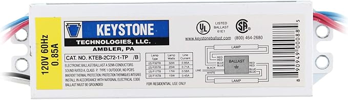 KTEB-2C72-1-TP Keystone Technologies Ballast 2 Lamp F32T8 120 Volt Electronic Ballast