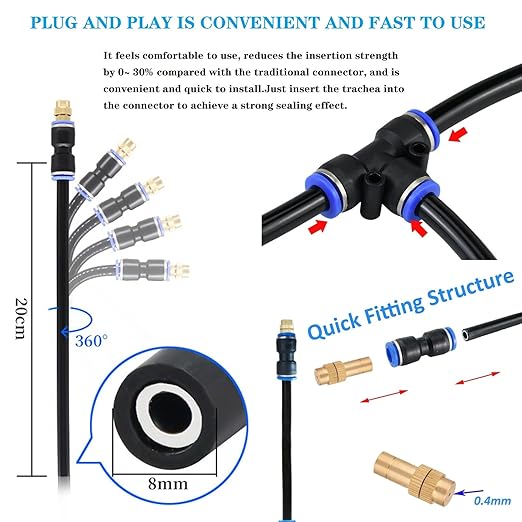 Update 98Ft Irrigation Copper Nozzle System Automatic Irrigation System with Replaceable 360°Bendable Sprayeratomizing Copper Nozzle for Watering System for Garden Plant Lawn Patio and Yard.(25)