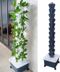 5-Hole Hydroponic Growing System Soilless Cultivation Equipment Garden Balcony Vertical Tower Planters DIY Vegetable Pot&ampPlanter(Gray12th floor)