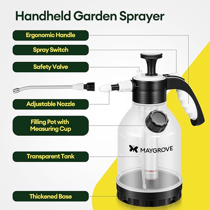 0.4 Gal Pump Sprayer Hand Water Spray Bottle for Indoor Plant Clear Plant Sprayer with Side Filling Port Measuring Cup Adjustable Nozzles Safe Pressure Relief Valve