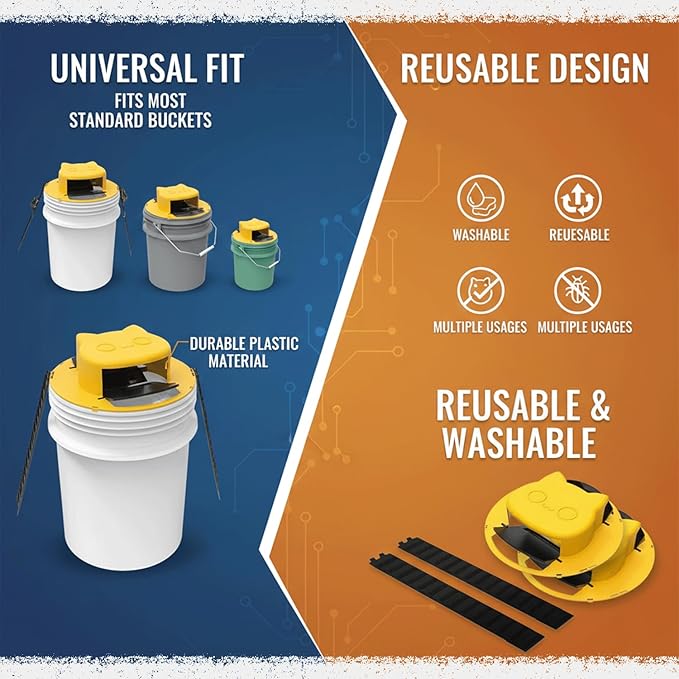 2 Pack Mouse Rat Trap Bucket Lids – Auto Flip Mouse Bucket Trap for 5 Gallon Bucket Reusable Rolling Mouse Traps Bucket for Indoor &amp Outdoor Garage Barn Farm Bucket Trap