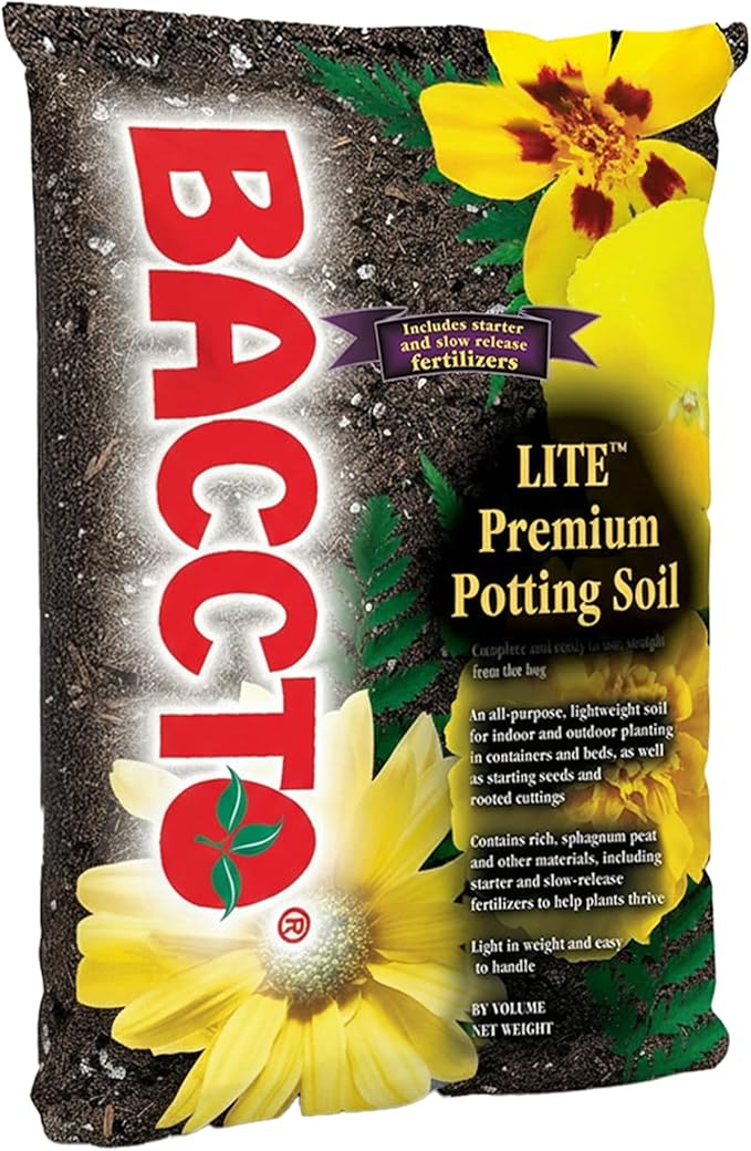 Michigan Peat 1440 Baccto Lite Premium Potting Soil for Gardening Seed Starting Propagation and More 40 Quart Bag (2 Pack)