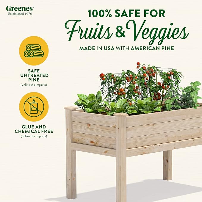 Greenes Fence Original Pine Elevated Garden Bed 24 x 48 x 31 - Made in USA with American Pine