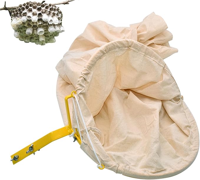 Bee Catcher Net Swarm Trap Canvas Bee Swarm Trap Bag with Lockable Base Bee Cage Beekeeping Tool Steel Frame Swarm Traps for Honey Bees Bee Traps for Outside