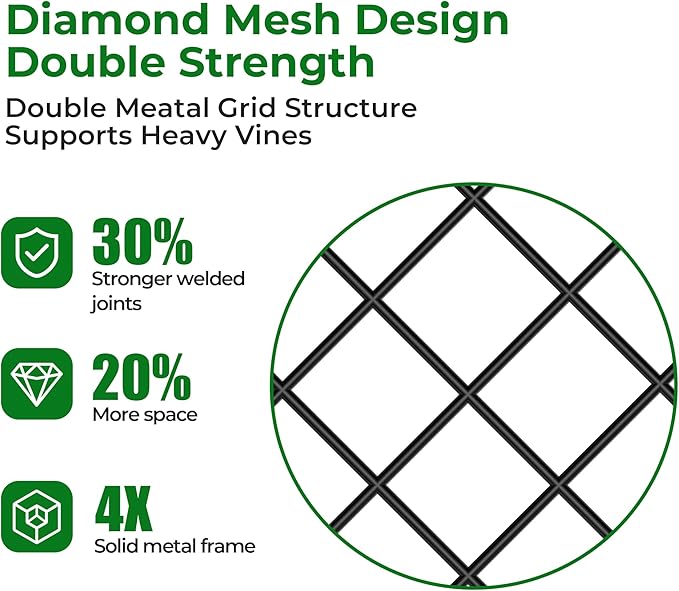 AMAGABELI GARDEN &amp HOME Garden Trellis 2 Pack 71”x20” Heavy Duty Rustproof Wall Trellis for Climbing Plants Outdoor Metal Decoration Large Trellis for Potted Plants Support Trellis Roses Black
