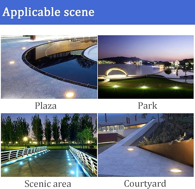 Recessed LED Underground Light Spotlight Stainless Steel IP67 Waterproof Outdoor Landscape Light for Step Deck Garden Bridge Hotel