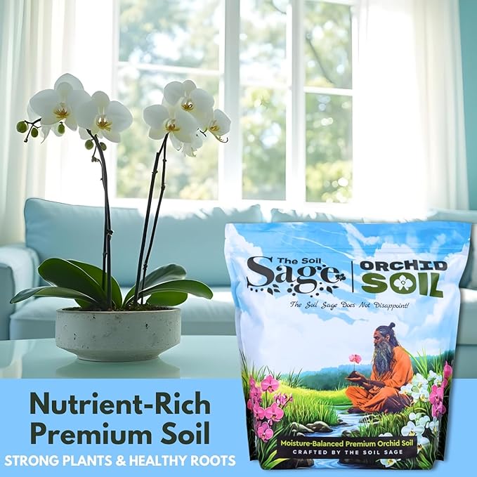 Soil Sage Premium Orchid Potting Mix - 5 qt. U.S.A. Made Orchid Soil Blend with Pine Bark Sphagnum Moss Charcoal Coconut Coir Pumice &amp Mycorrhizae for Healthy Roots - Improved Drainage &amp