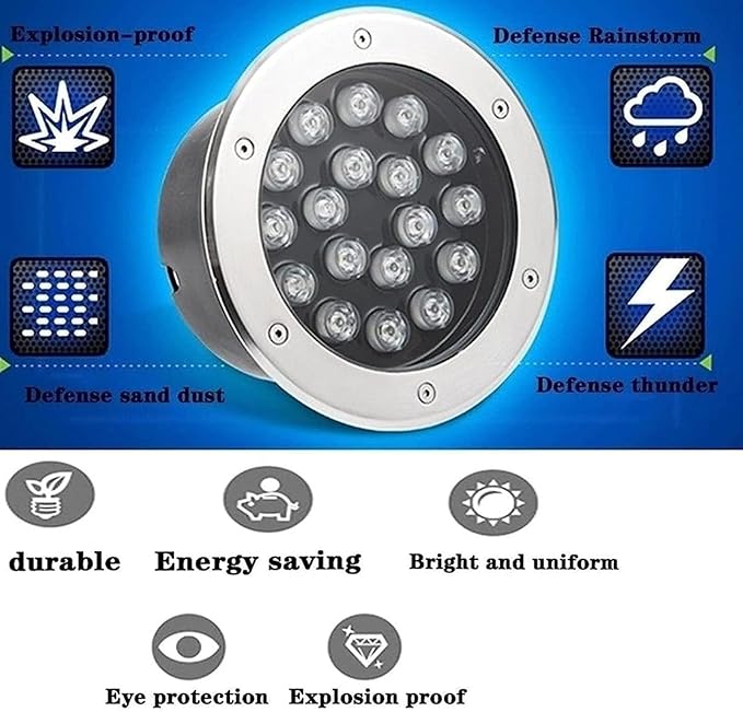 LED Outdoor Spotlight Floodlight - Ground Landscape Lights IP67 Waterproof Recessed Lamp Lighting for Garden Yard Construction(Warm White6W(85-265v))