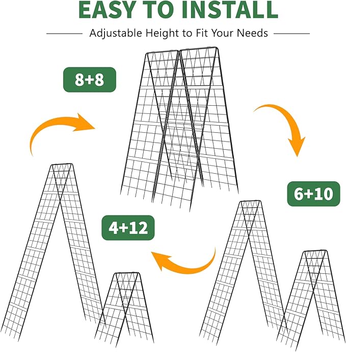 2 Pack Cucumber Trellis 71 High Foldable A-Frame Garden Trellis for Raised Bed Garden Grow Support with Plant Support Clips Ties for CucumberTomato Climbing Plants and Flowers
