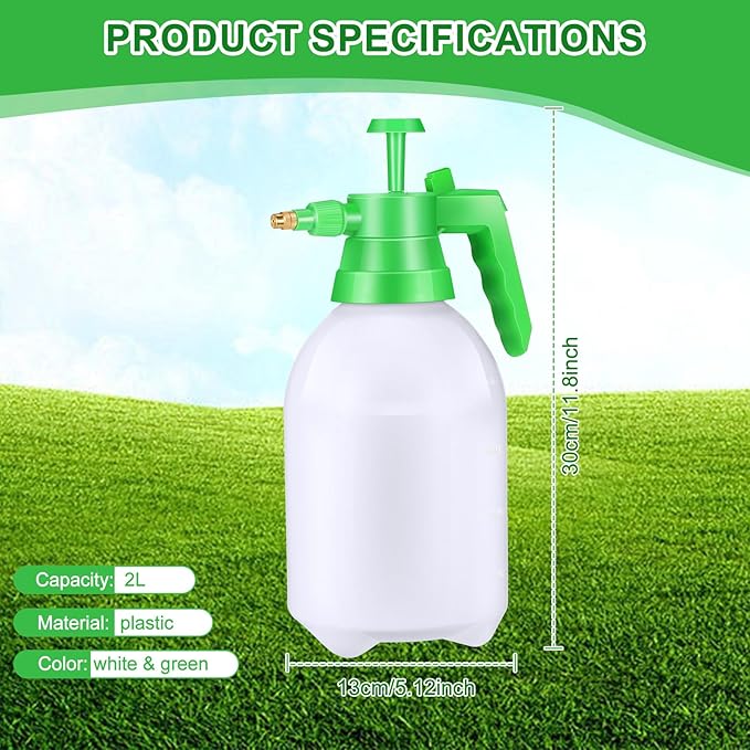 Nuogo 3 Pcs Handheld Pump Sprayer Manual Garden Sprayer Pressure Sprayer Pump Spray Bottle with Adjustable Brass Nozzle for Lawn Plants Weeds Spraying Watering