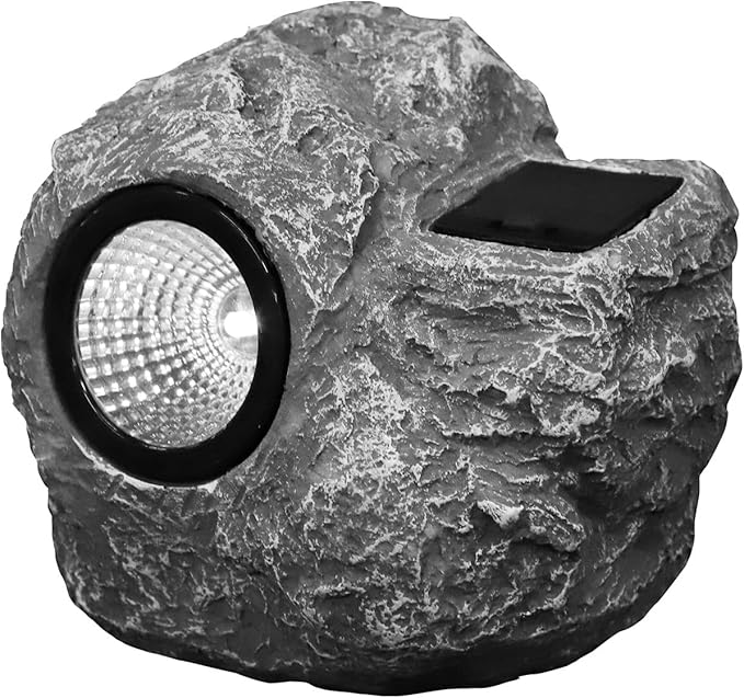 Solar Powered Stone LED Landscape Lamp Outdoor Garden Yard Solar Light Waterproof Resin Spotlights for Patio Pathway Decorative Lighting