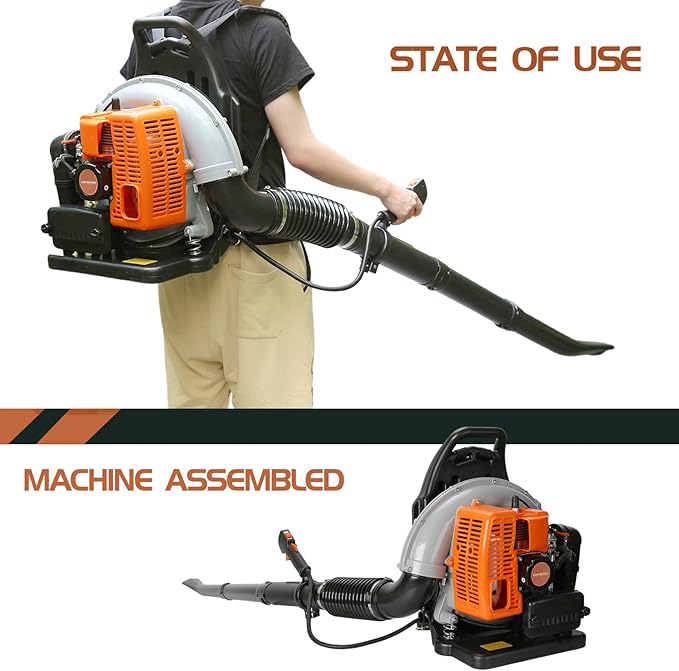 Gas Leaf Blower Backpack Blower 63CC 2 Stroke 665 CFM Gas Powered Leaf Blower Gasoline Leaf Blower for Lawn Care Road Cleaning