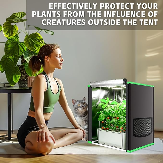 Small Grow Tent for Aerogarden Hydroponics Growing System Indoor 20x14x22High Reflective Mylar Leak-Proof of Light 600D Oxford Fabric for Indoor Plant (Black(Open-Bottom))