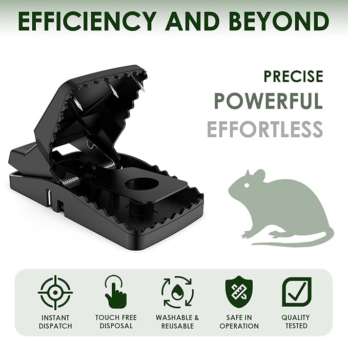 8-Pack Unstoppable Rat Trap with Spikes Stronger Large Mouse Snap Traps that Kill Instantly Dispatch More Rodents Faster Indoor &amp Outdoor Use and Reusable