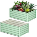 CABIHOME 2-Packs Raised Garden Bed 6x3x1.5 ft Metal Raised Garden Beds Outdoor Rectangular Planter Box for Planting Plants Vegetables and Flower Olive Green