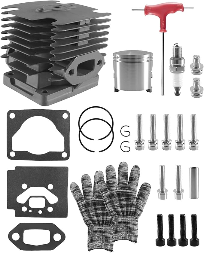 502848701 Cylinder Piston Kit Fit for Husqvarna 150BF 150BT 350BF 350BT Jonsered BB2250 Backpack Leaf Blower Replace 531396701 with Installation Bolts