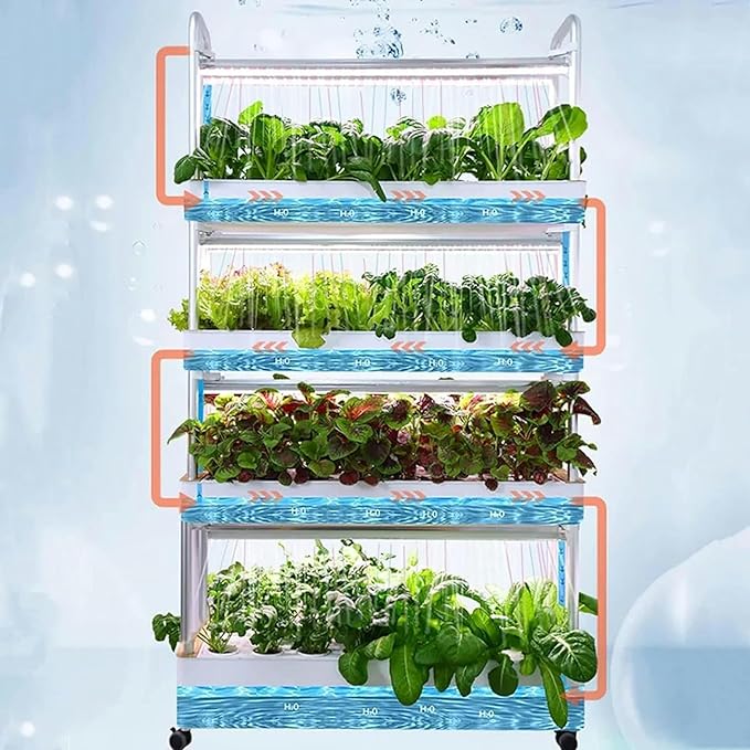 Hydroponic Growing with Automated LED Grow Lights Vertical Farming for Indoor Tower Garden Intelligent Multi-Layer Planter Cultivati