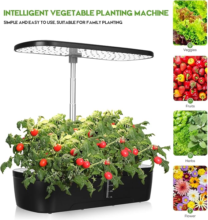 Indoor Herb Garden Kit Hydroponic Plant Growing System with 12 Pots Led Grow Lights for Germination Perfect for Home Small Apartment