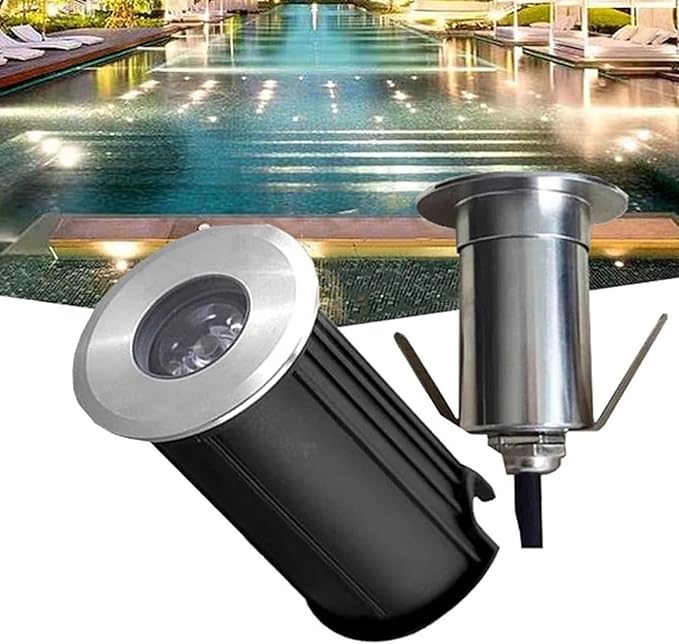 Outdoor Buried Lights Ground LED Landscape Lamp AC 12V Low Voltage Mini LED Underwater Pond Lights IP68 Waterproof 30° Beam Angle Recessed SpotlightGreen Light 3w75mm