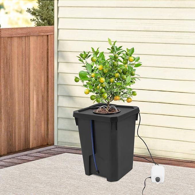 Hydroponics Growing System 7.13Gallon Automatic Recirculating Drip Garden System with 8W Air Pump Top Drip Kit Culture Bucket System for Greenhouse Garden Balcony 1 Bucket