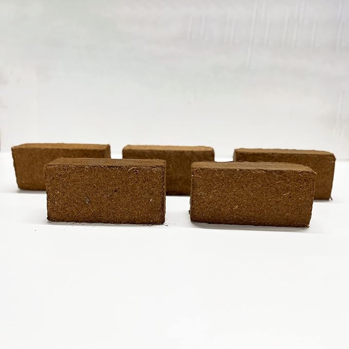 Best Coco Peat - Premium Coconut Coir Pith 5 Brick Pack 650gm/1.4 Lbs | 100% Organic | Expands Approx 2.3 Gallon | Lowest EC and Ph Balance
