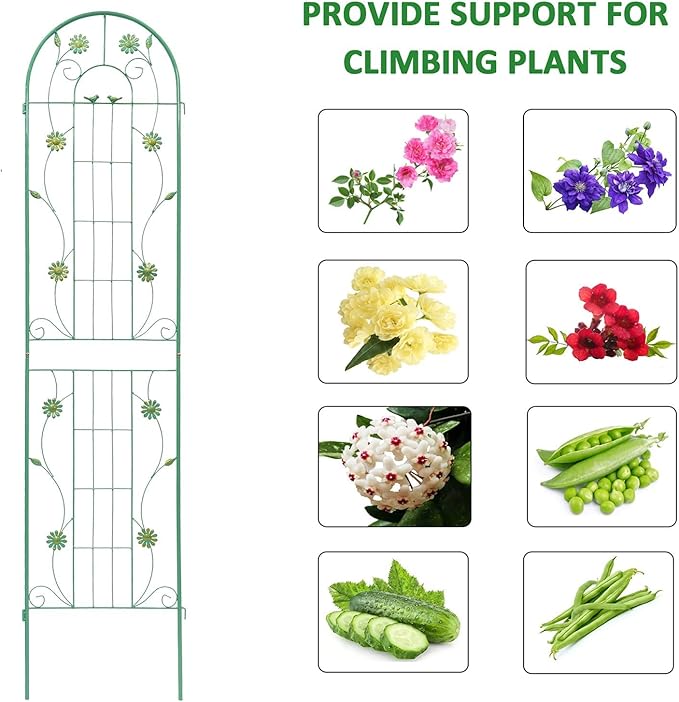 2 Pack Metal Garden Trellis 86.7 H Garden Fence Rustproof Trellis for Climbing Plants Support Roses Flower Outdoor Lawn Green