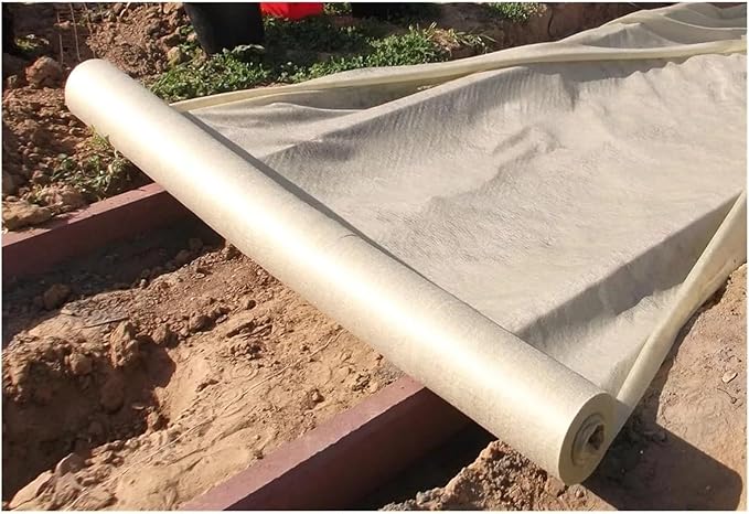 Geotextile Membrane 1m/1.5m Wide Landscape Weed Barrier for French Drain/Retaining Wall/Driveway Liner Artificial Grass Felt Fabric(White1.5mx40m/4.9ftx131.2ft)