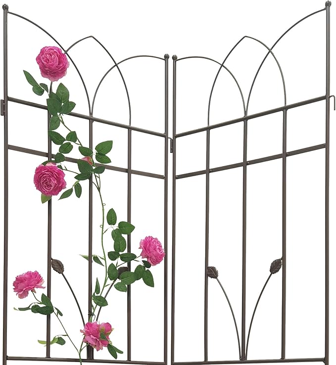 4 Pack Large Garden Trellis 71 H x 17.7 W Heavy Duty Rustproof Brown Iron Plant Trellis for Potted Plant Support Metal Climbing Rose Trellis Vine Vegetable Cucumber