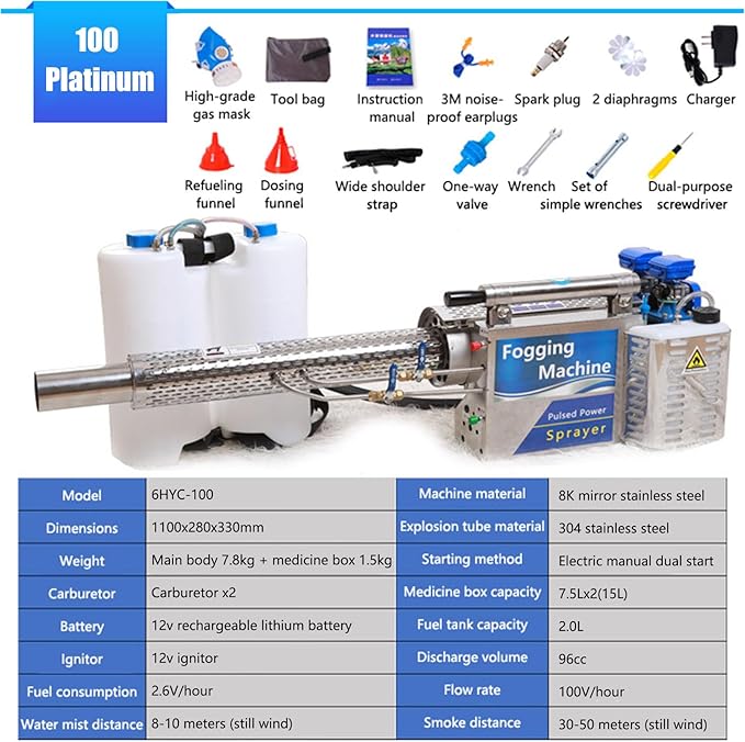 Portable Pulse Jet Thermal FoggerPulse Jet Thermal Fogger Electric Sprayer Aerosol Atomizer for Indoor and Outdoor Agricultural Sprayer100