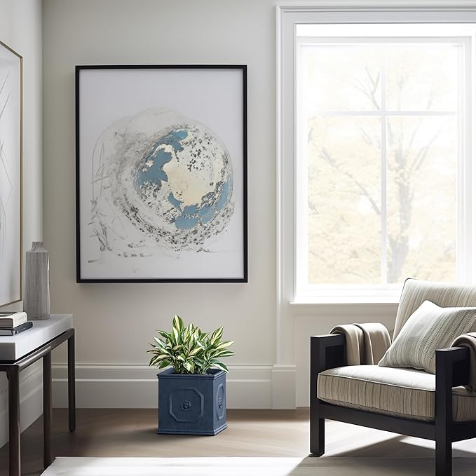 Kante Square Lion Head Concrete Planter Classic English Style Plant Pot with Drainage Hole and Rubber Plug for Indoor Outdoor Garden Patio Home 10.2x10.2x 10.2Gravel Gray