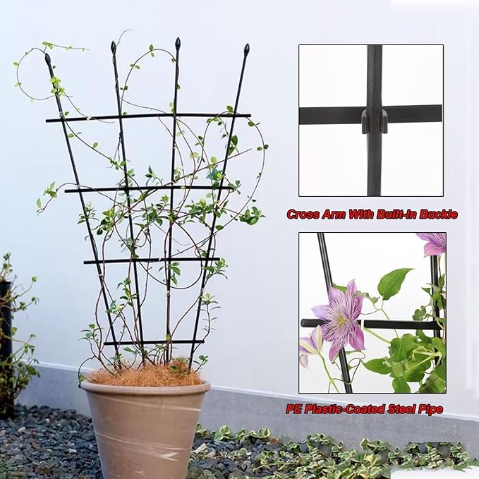 Plant Supports for Garden 90cm 120cm High Metal Fan Trellis for Climbing Plants in Pots Indoor Outdoor Decorative Plant Support Rust-Proof and Easy to Assemble(90cm/35.4in)
