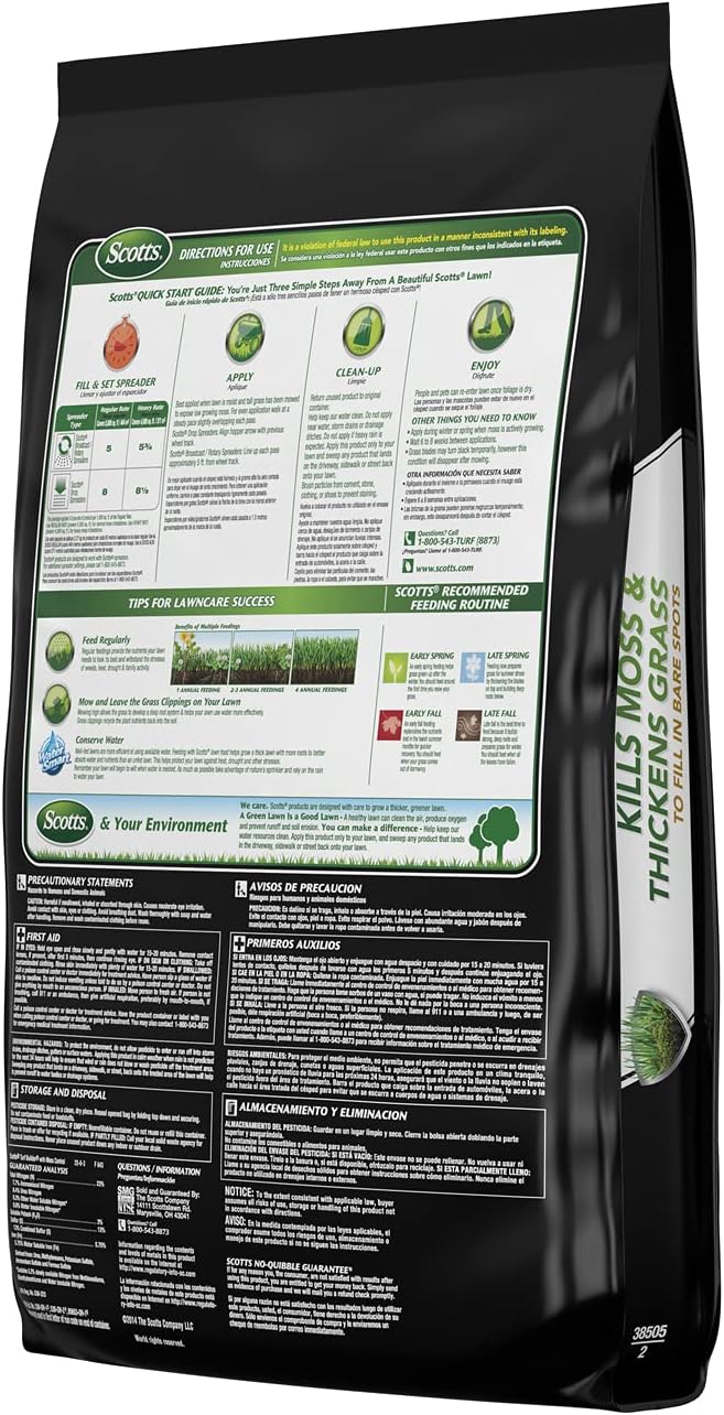 Scotts Turf Builder with Moss Control Moss Killer and Lawn Fertilizer Covers Up to 5000 sq. ft. 25 lbs.
