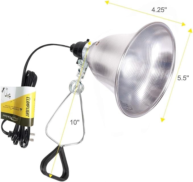 Simple Deluxe E26 Clamp Light Socket with 5.5 Inch Aluminum Reflector Suit for Max 60 Watt Lamp (No Bulb Included) with 18/2-Gauge 6 Feet Cord 4 Pack