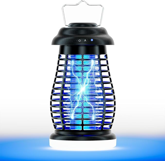 Bug Zapper Outdoor &amp IndoorCordless Portable Mosquito Zapper with Rechargeable 4800mAh Battery &amp Camping LightMosquito Repellent Outdoor PatioElectric Fly Trap for PatioKitchenBackyard an