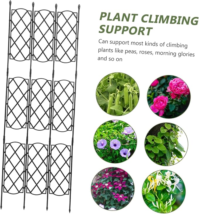 Metal Garden Trellis Plant Support for Climbing Vines Indoor Outdoor Wire Frame Protects Plants from Wind and Rain for Patio Lawn Garden Courtyard Black