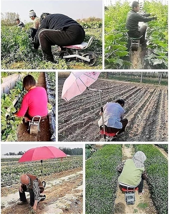 Garden Rolling Work Seat Heavy Duty Garden Stool 360 Rotatable Adjustable Height Gardening Stool for Outdoor Lawn Care
