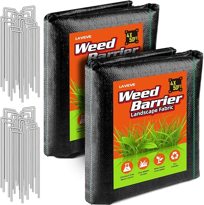 4FT x 100FT Weed Barrier Landscape Fabric Heavy Duty 3.2oz Premium Garden Ground Cover Mat for Weed Control Gardening Plant Beds and Farming